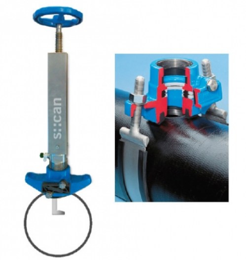 Pressure mounting for i::scan in-pipe Installation (i::scan removal under pressure)